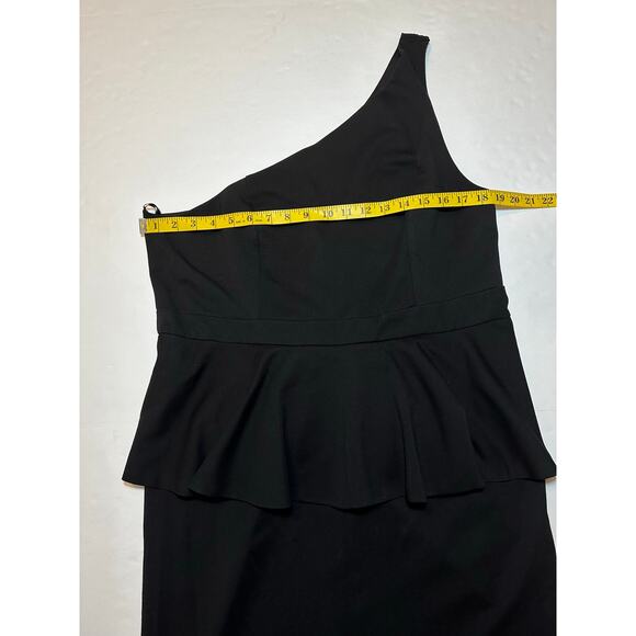 Torrid Black One Shoulder Peplum Zip Up BodyCon Cocktail Dress Stretch Size 18 - Picture 3 of 7